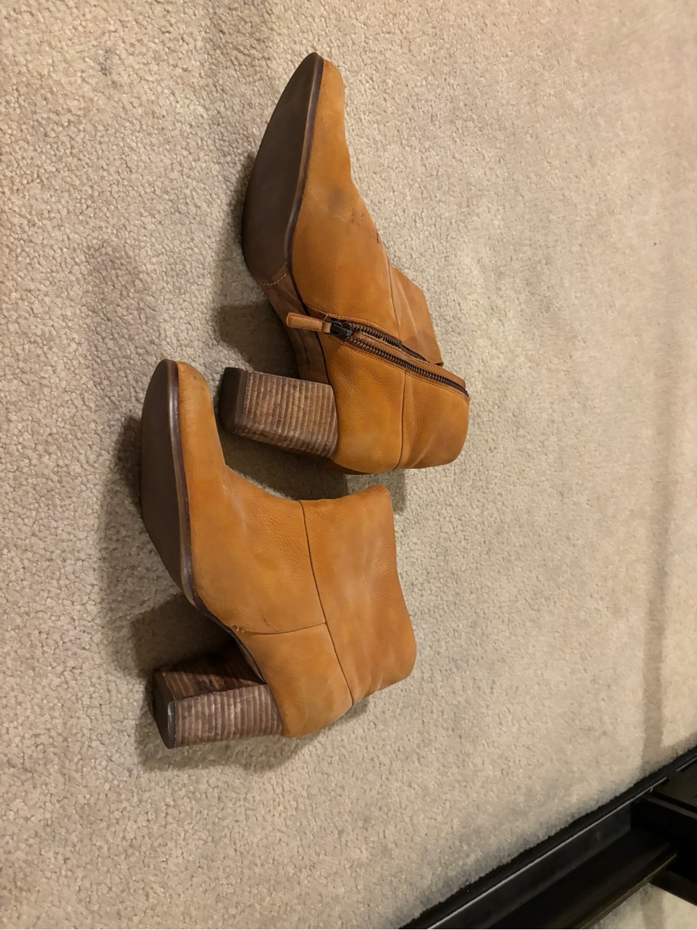 Cole Haan Women’s Orange Leather Ankle Booties with Block Heel